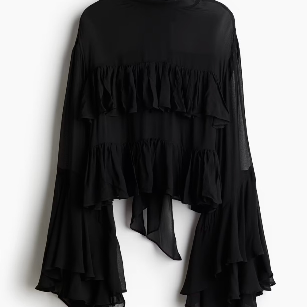 H&M Black Ruffled Blouse - Picture 1 of 3